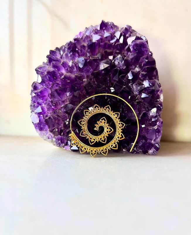 5/20 Pairs Floral Spiral Mandala Brass Earrings