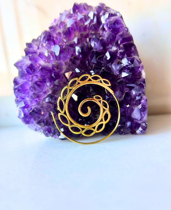 5/20 Pairs Boho Spiral Filigree Brass Earrings