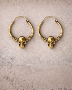 5/20 Pairs Skull Hoop Brass Earrings
