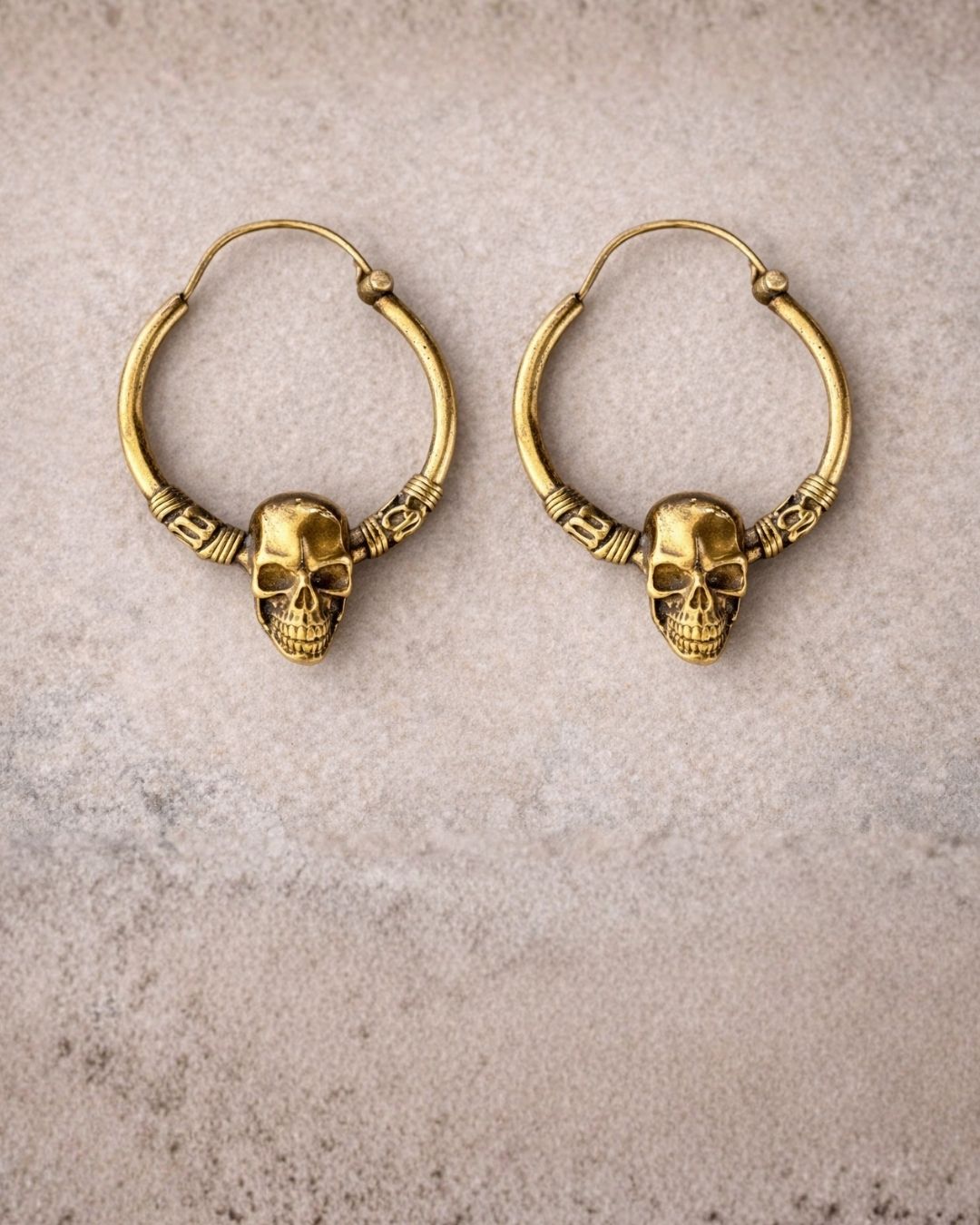 5/20 Pairs Skull Hoop Brass Earrings