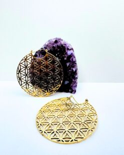 5/20 Pairs Flower of Life Hoop Brass Earrings