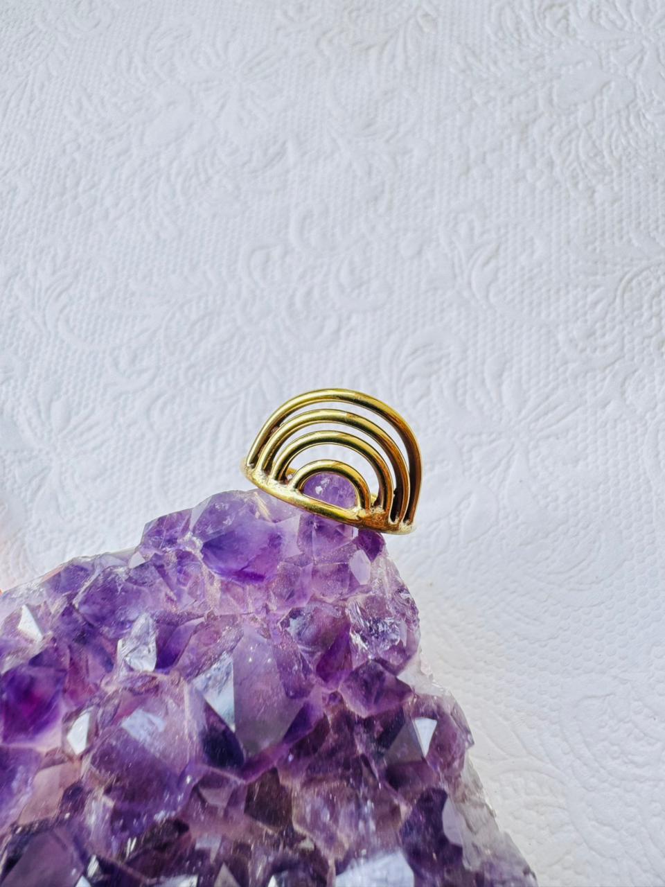 5/20 Pieces Four Tier Rainbow Brass Ring