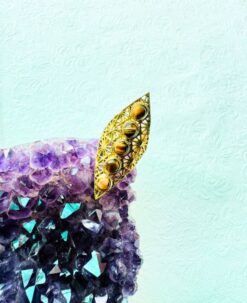 5/20 Pieces Tiger Eye Statement Brass Ring