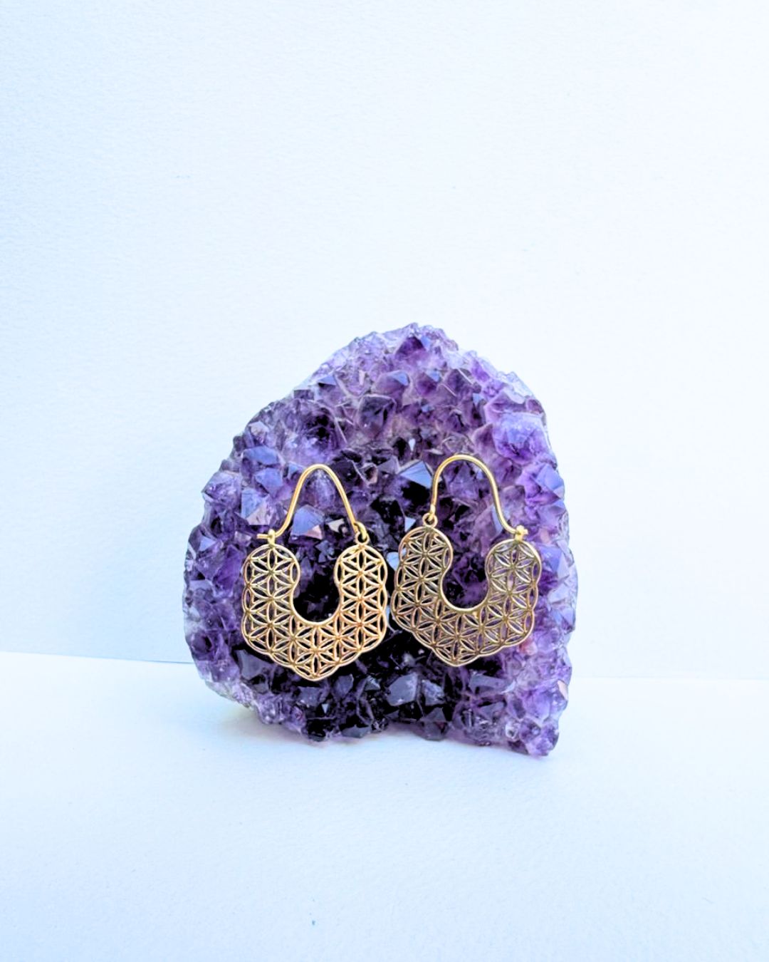 5/20 Pairs Lattice U Shape Hoop Brass Earrings