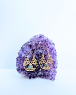 5/20 Pairs Teardrop Life of Tree Hoop Brass Earrings