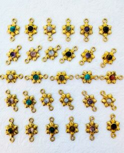 Flower Brass Gemstone Connectors