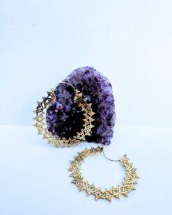 5/20 Pairs Textured Statement Hoop Brass Earrings