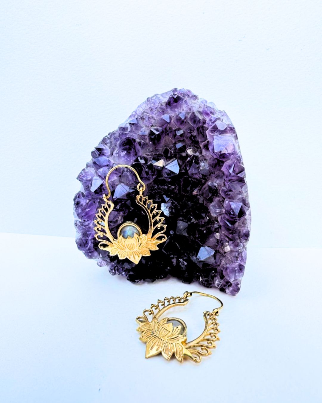 5/20 Pairs Round Mandala Hoop Brass Earrings