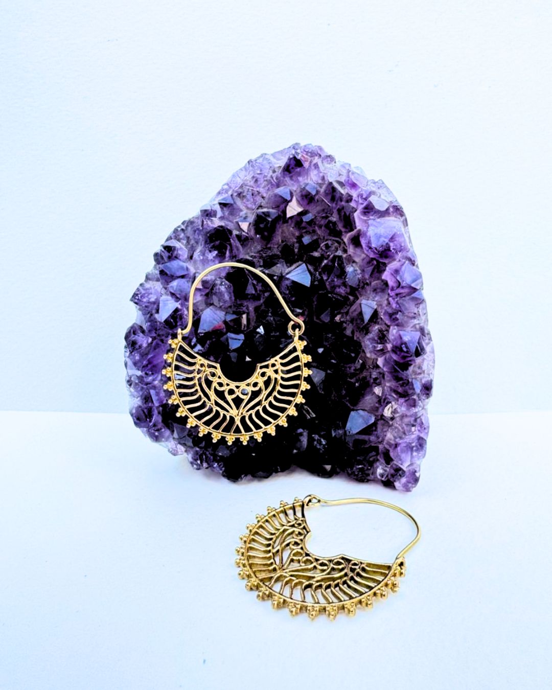 5/20 Pairs Delicate Fan Hoop Brass Earrings