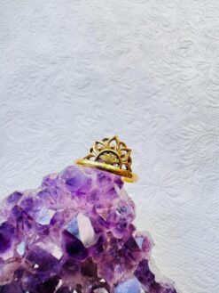 5/20 Pieces Ornate Sunburst Crown Brass Ring