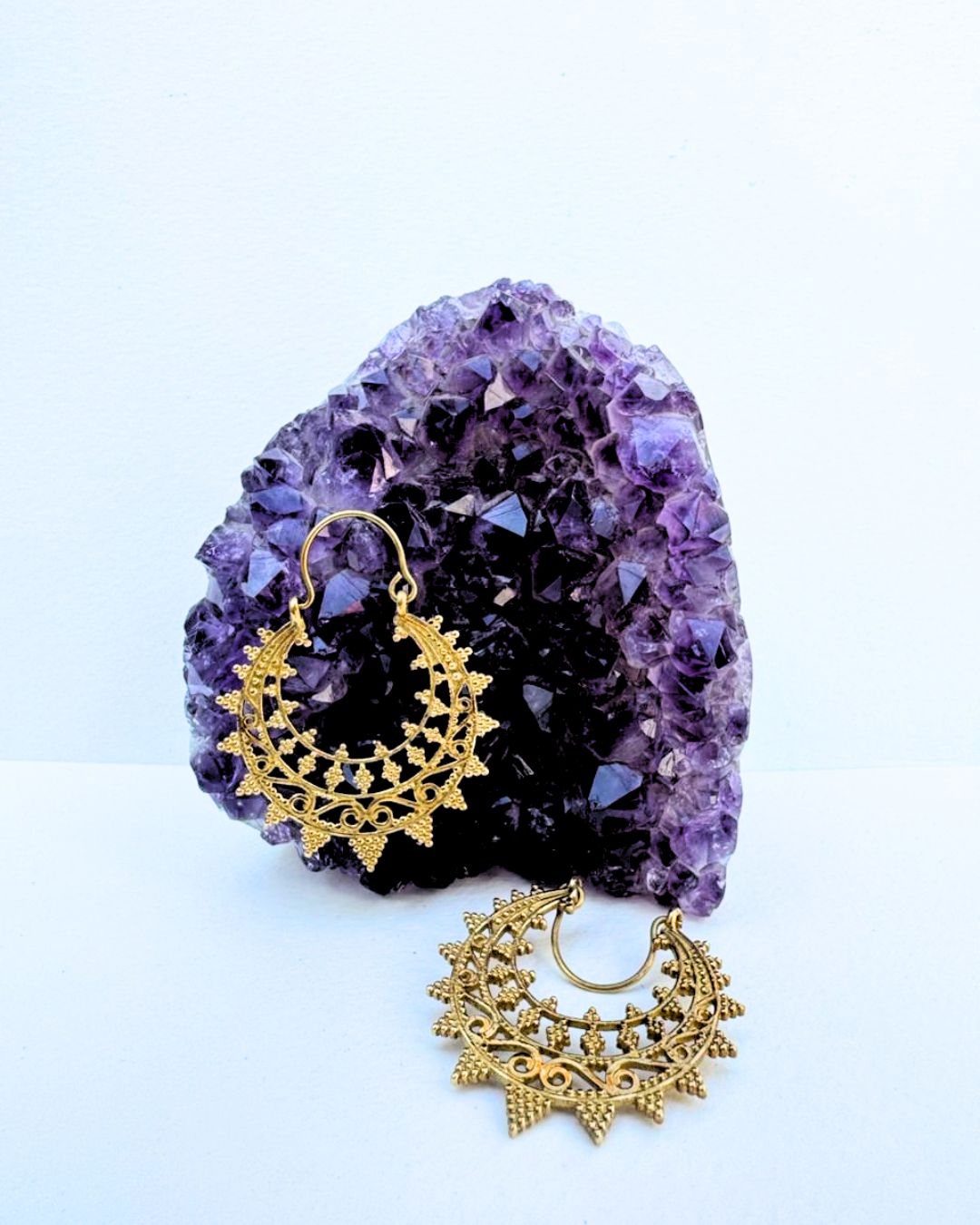 5/20 Pairs Dangling Crescent Hoop Brass Earrings