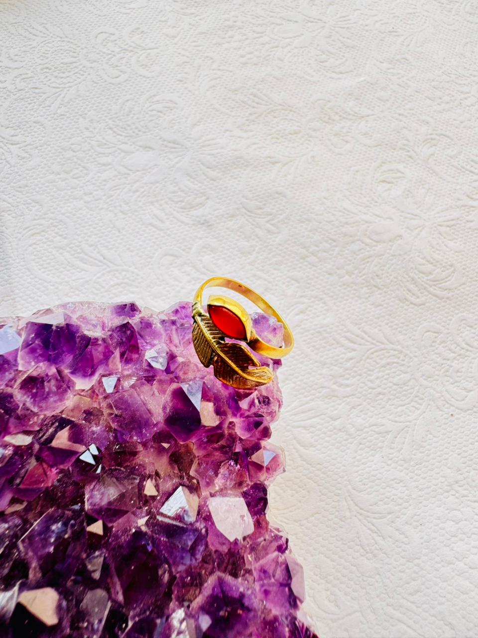 5/20 Pieces Leaf Filigree Brass Ring