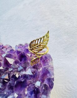 5/20 Pieces Openwork Double Leaf Brass Ring