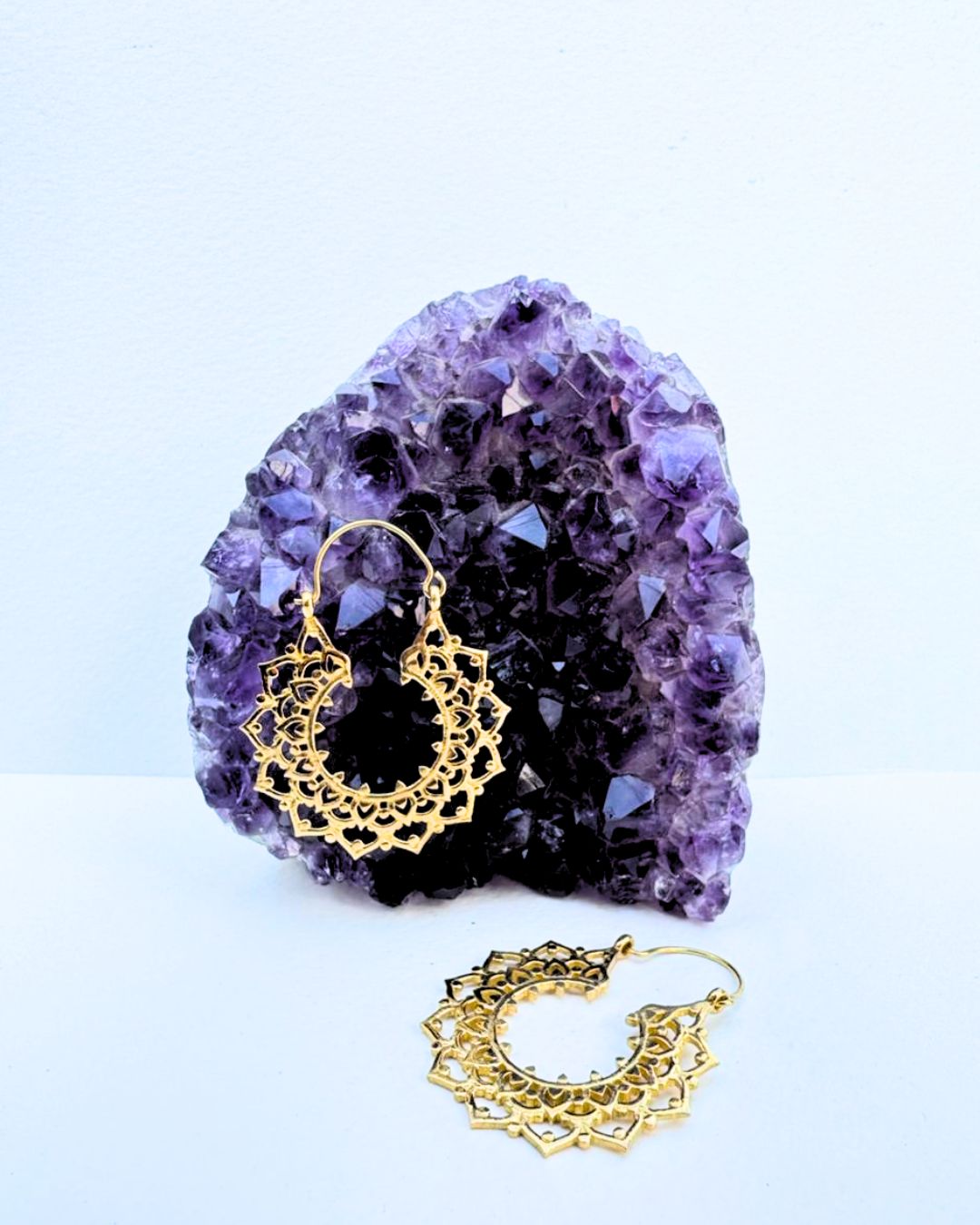 5/20 Pairs Beautifully Cutwork Hoop Brass Earrings