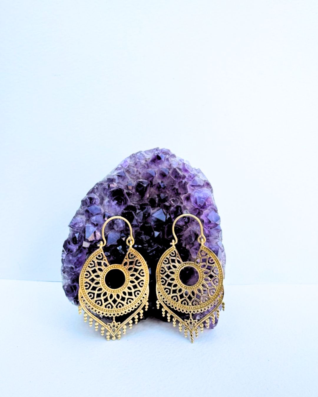 5/20 Pairs Fringe Mandala Brass Earrings