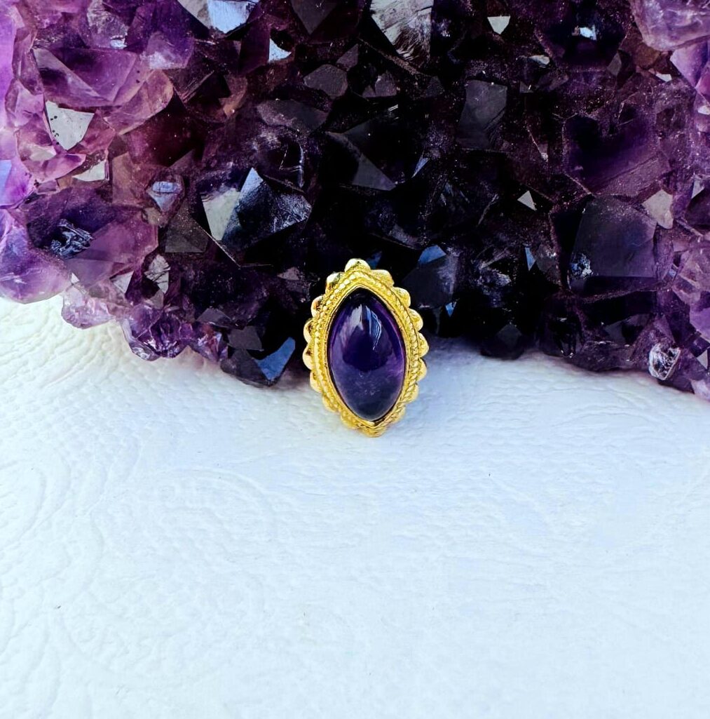 Amethyst Marquise Grooved Stones Connectors