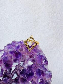 5/20 Pieces Moonstone Filigree Brass Ring