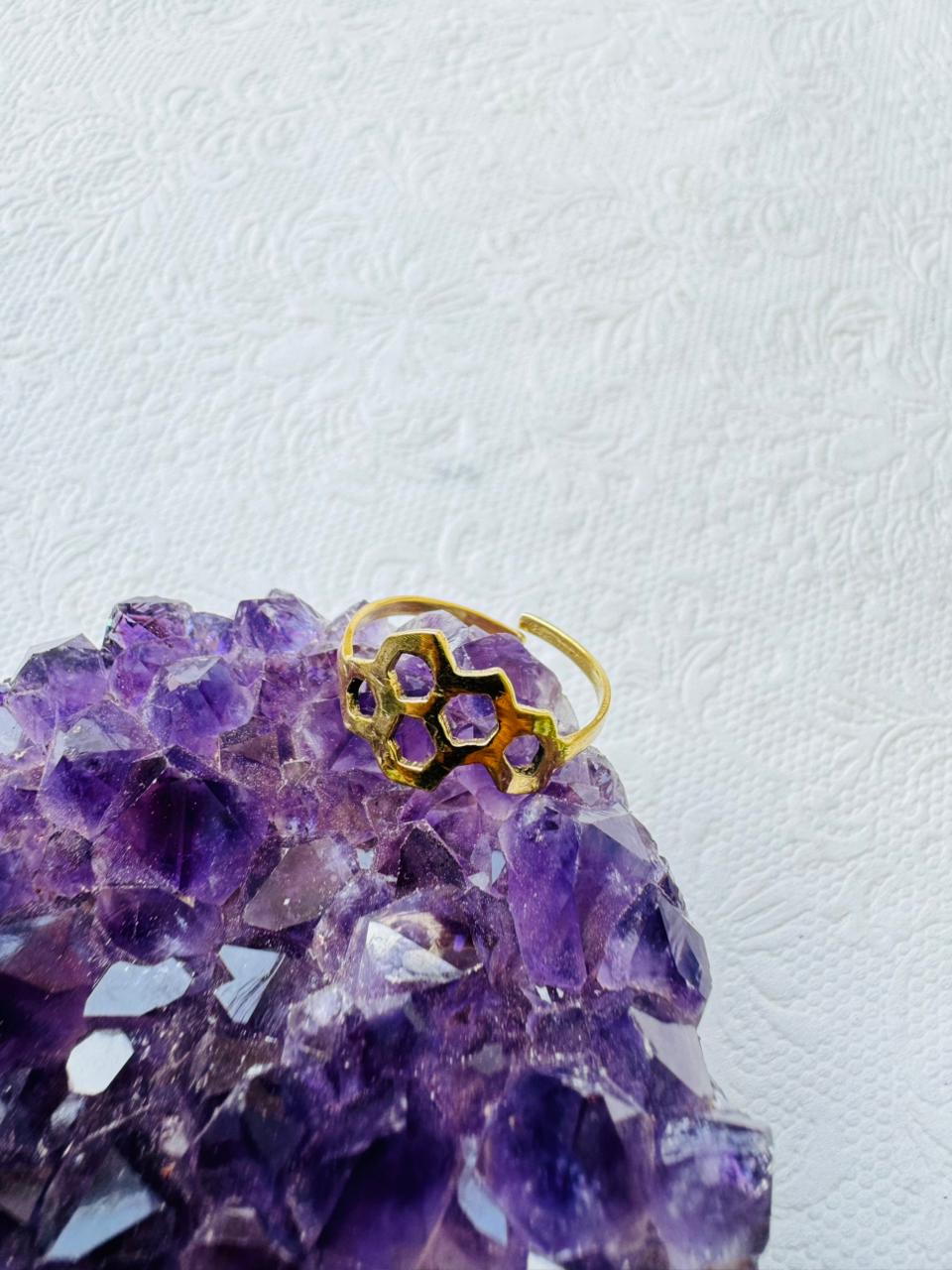 5/20 Pieces Honeycomb Lattice Brass Ring
