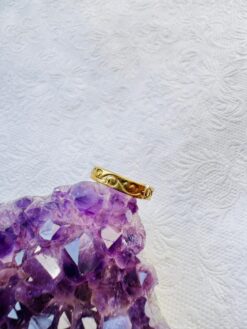 5/20 Pieces Engraved Wave Band Brass Ring