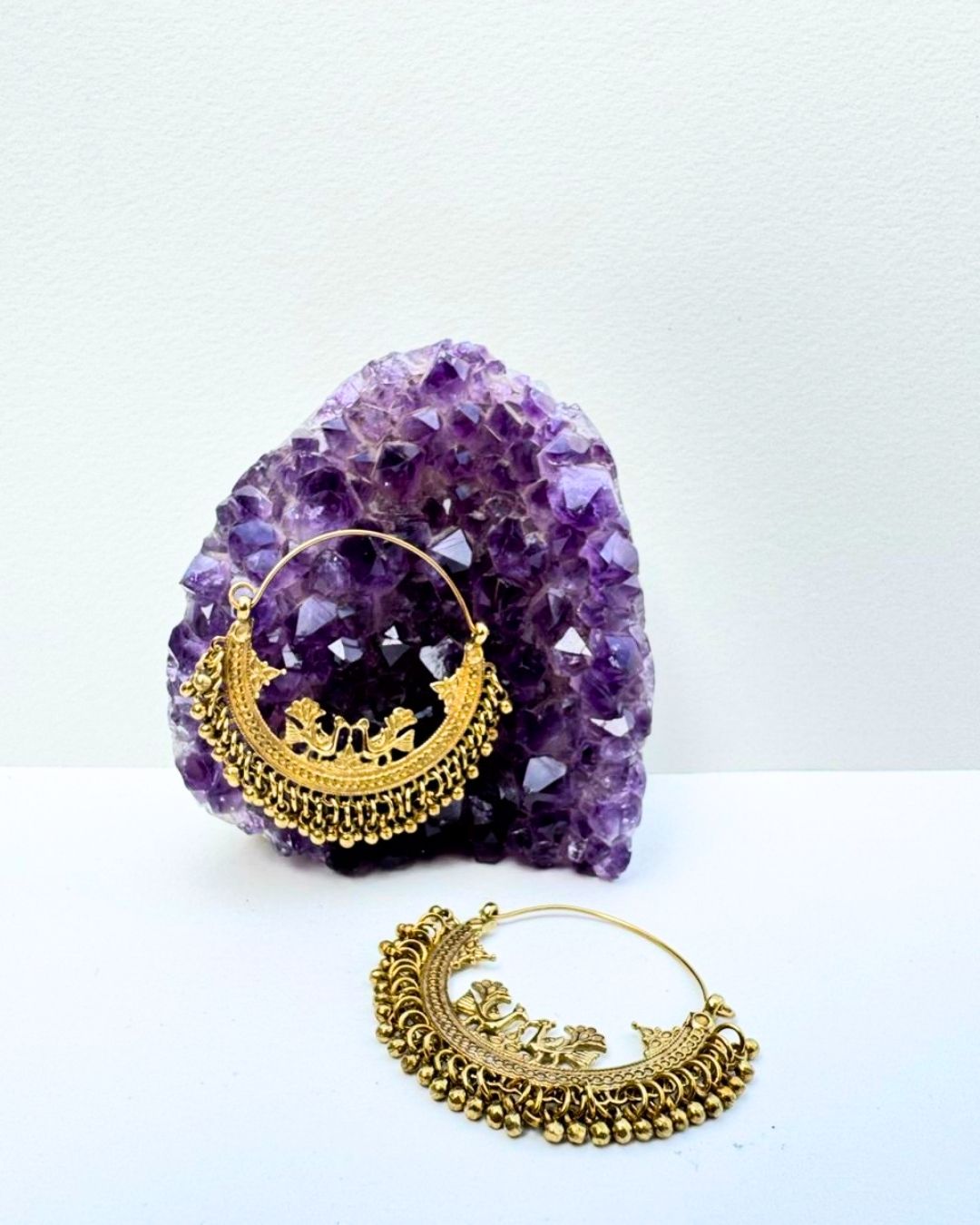 5/20 Pairs Intricate Beaded Fringe Brass Earrings