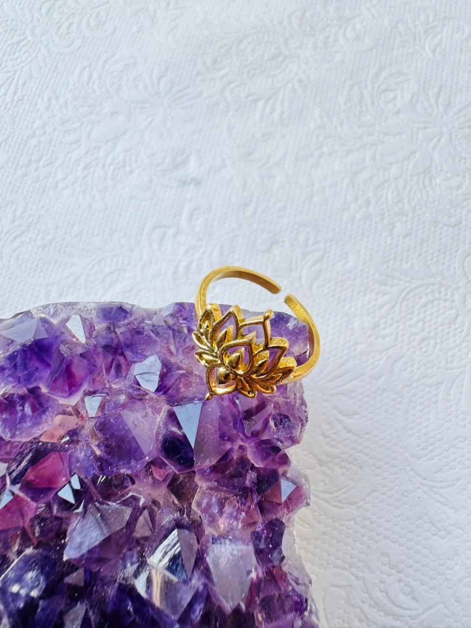 5/20 Pieces Lotus Blossom Brass Ring