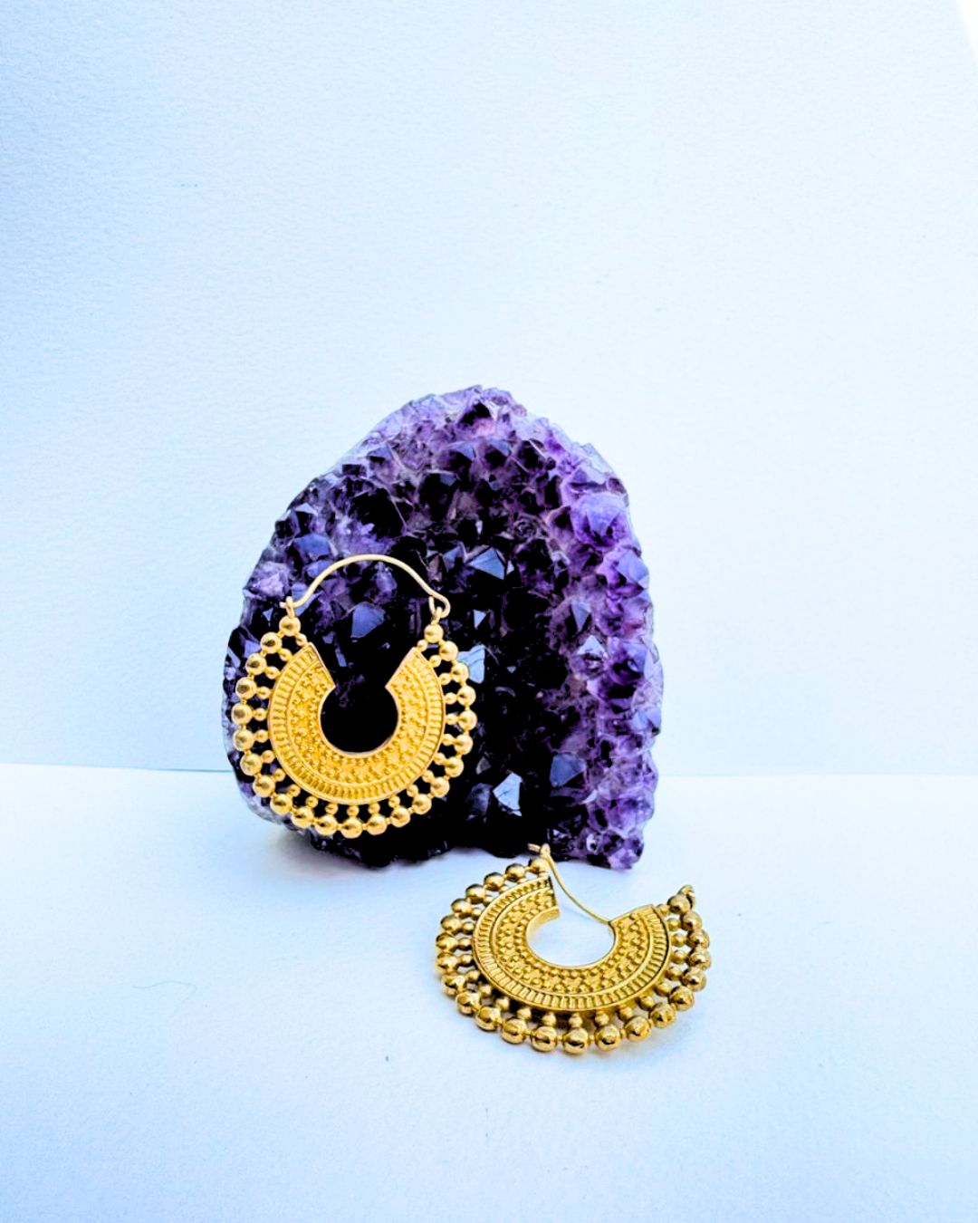 5/20 Pairs Textured Fringe Hoop Brass Earrings