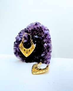 5/20 Pairs Tribal Engraving Hoop Brass Earrings