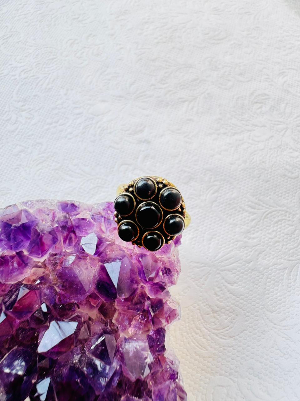 5/20 Pieces Statement Gemstones Brass Ring