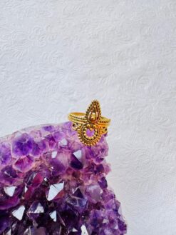 5/20 Pieces Teardrop Ornate Brass Ring