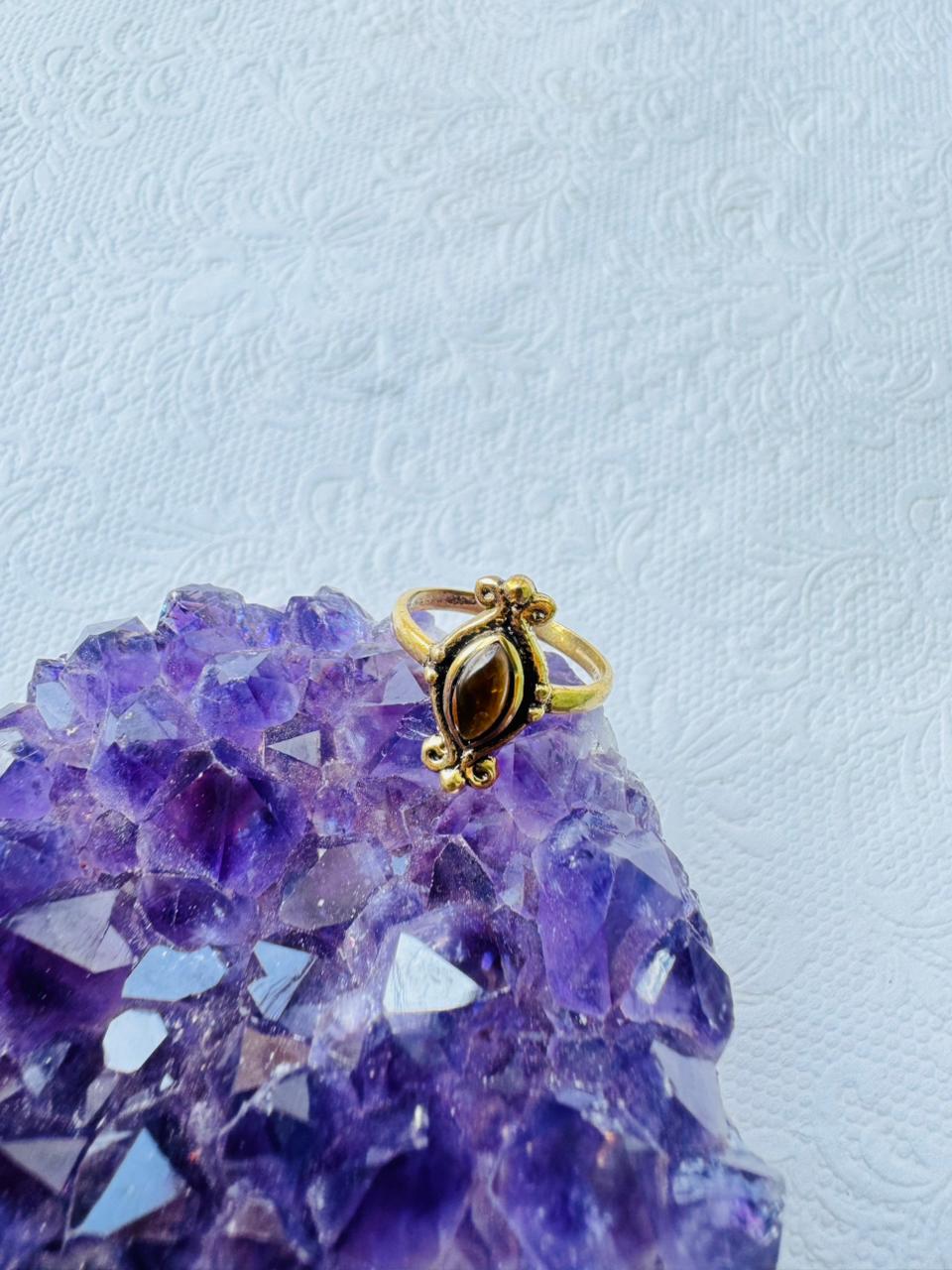 5/20 Pieces Ornate Bezel Statement Brass Ring