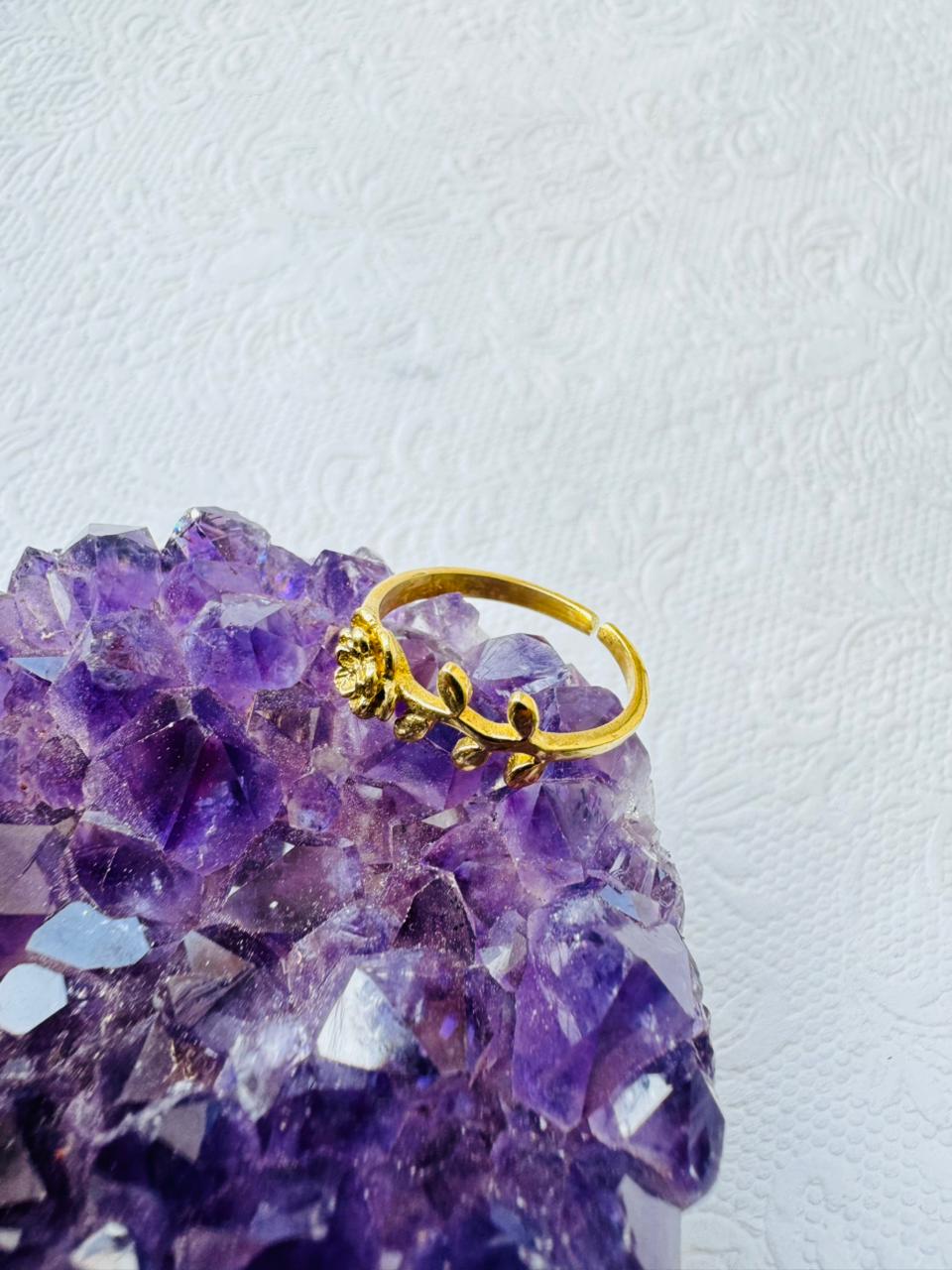 5/20 Pieces Floral Vine Stacking Brass Ring