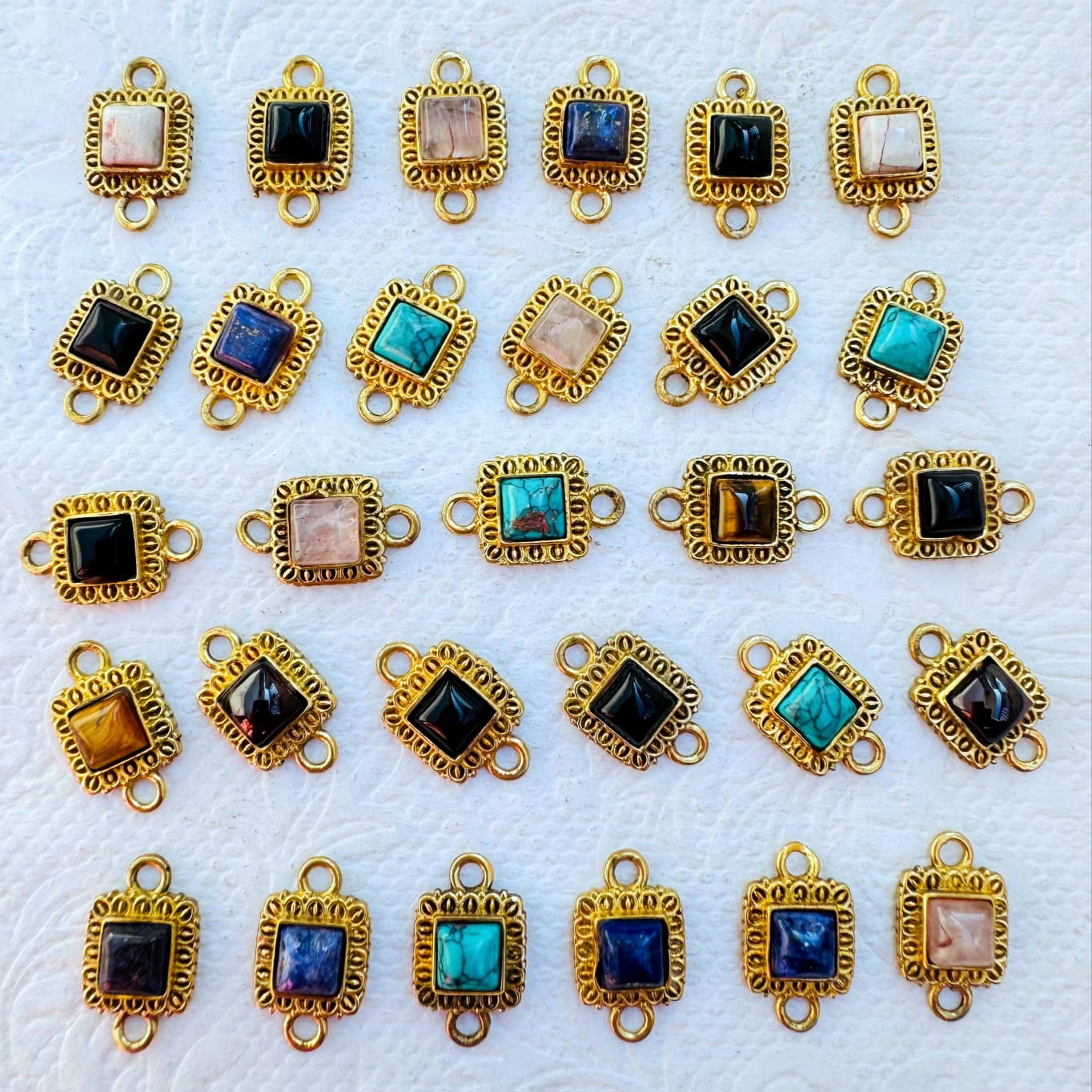 Square Brass Gemstone Connectors