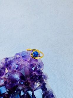 5/20 Pieces Lapis Lazuli Swirl Brass Ring