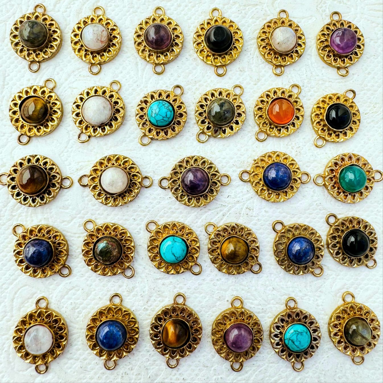 Floret Brass Gemstone Connectors
