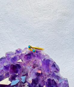 5/20 Pieces Turquoise Spiral Brass Ring