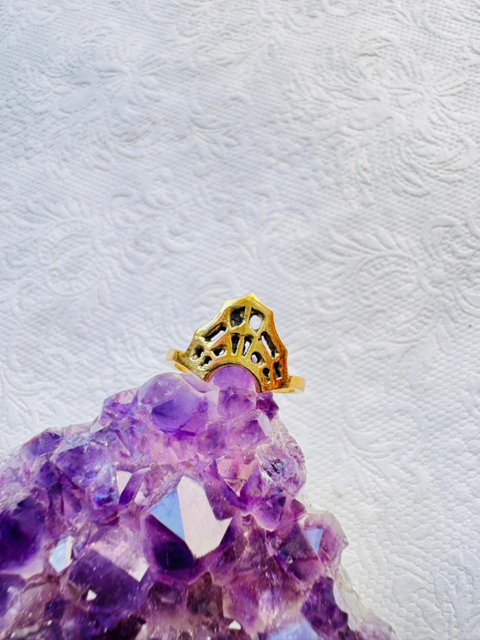 5/20 Pieces Geometric Arch Brass Ring