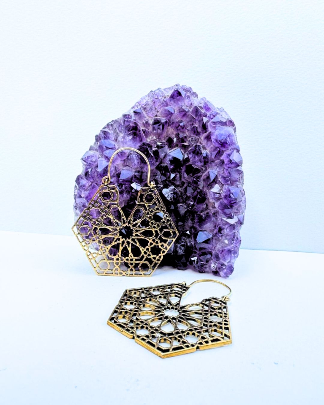 5/20 Pairs Mandala Textured Hoop Brass Earrings