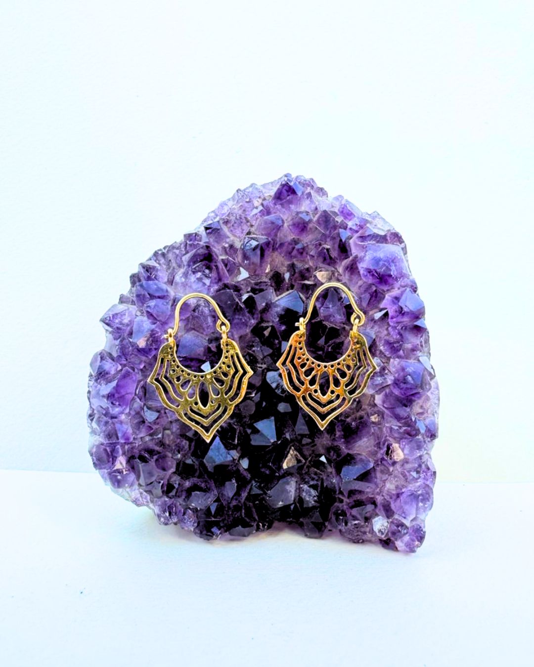 5/20 Pairs Boho Tribal Style Hoop Brass Earrings