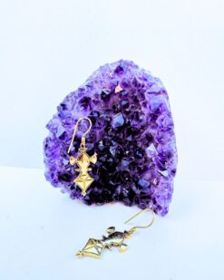 5/20 Pairs Cross of Agadez Drop Brass Earrings