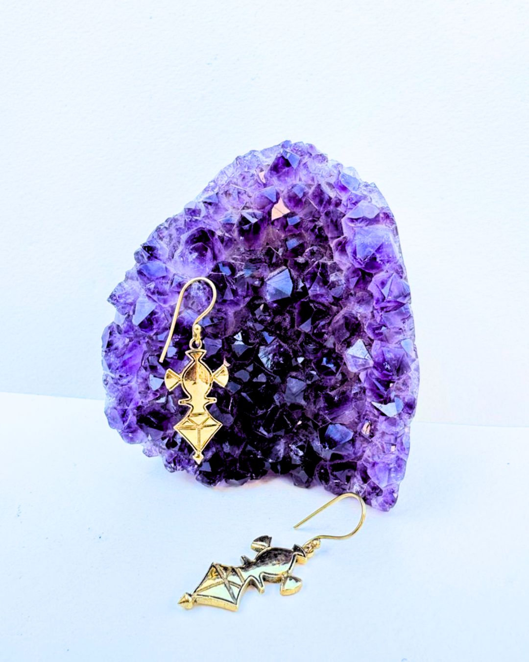 5/20 Pairs Cross of Agadez Drop Brass Earrings