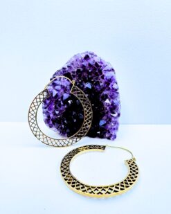 5/20 Pairs Crisscross Mandala Hoop Brass Earrings