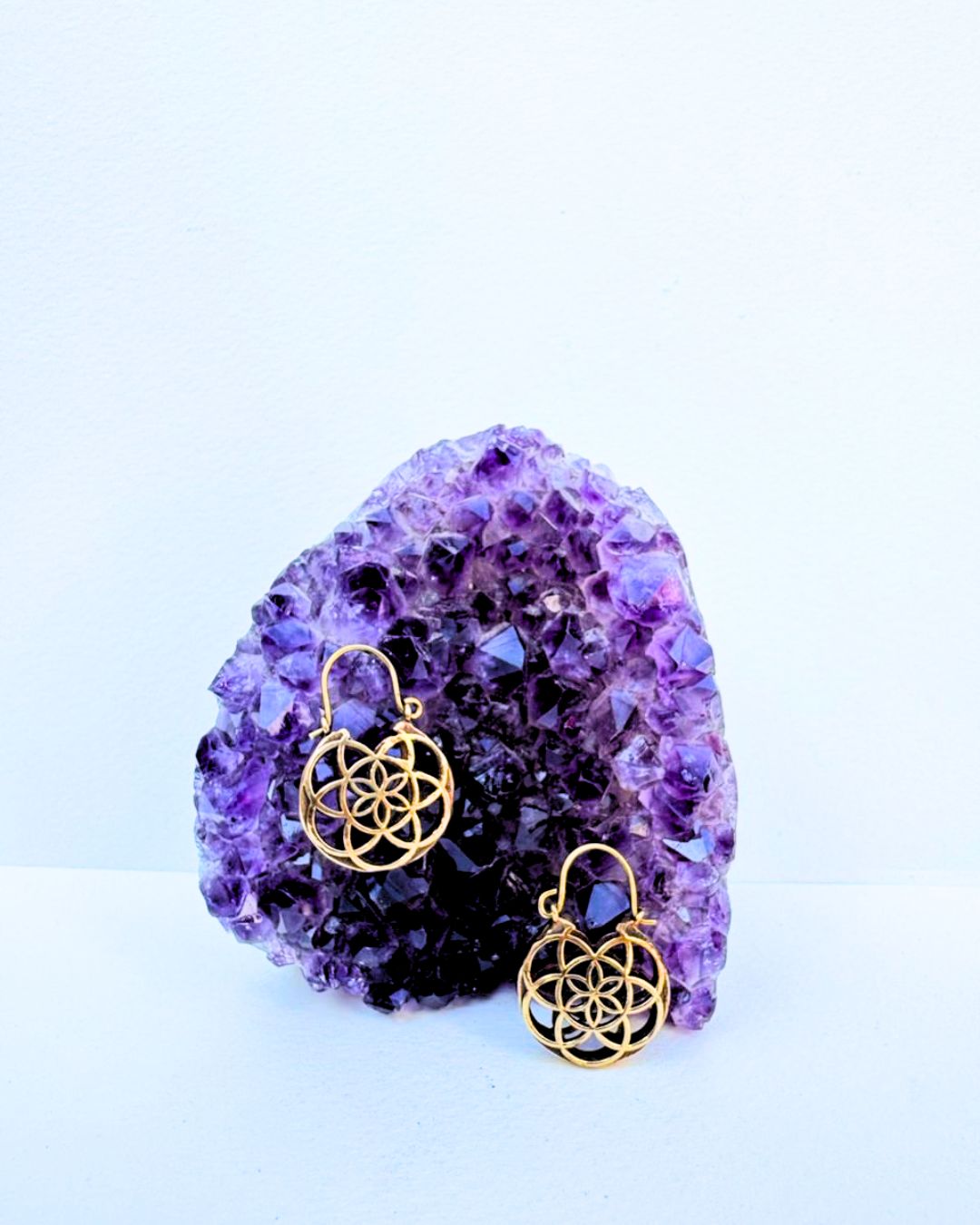 5/20 Pairs Sacred Geometry Hoop Brass Earrings