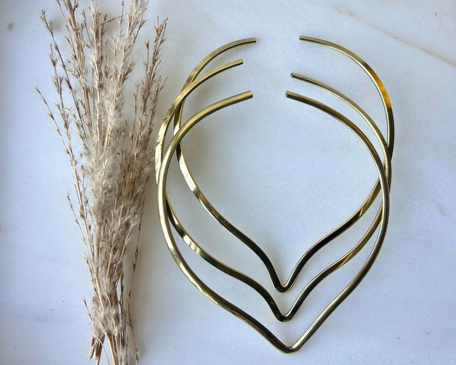 Minimal Sleek V Shape Brass Choker Set