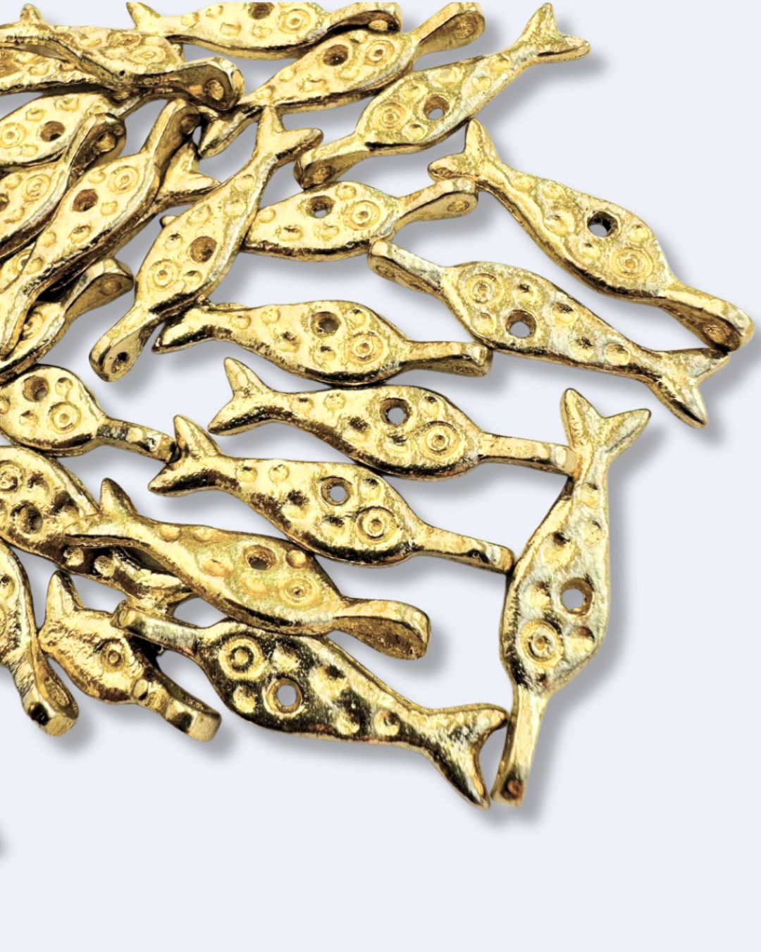 Textured Fish Brass Charms
