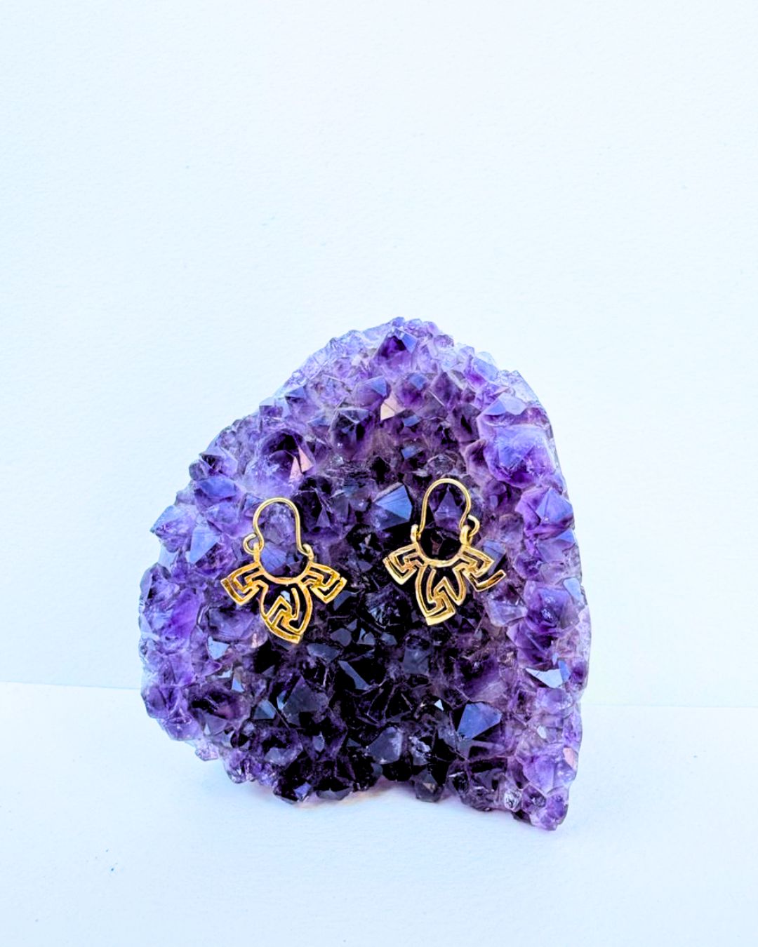 5/20 Pairs Tribal Geometric Hoop Brass Earrings