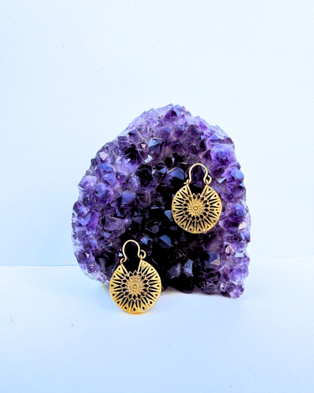 5/20 Pairs Filigree Crescent Hoop Brass Earrings