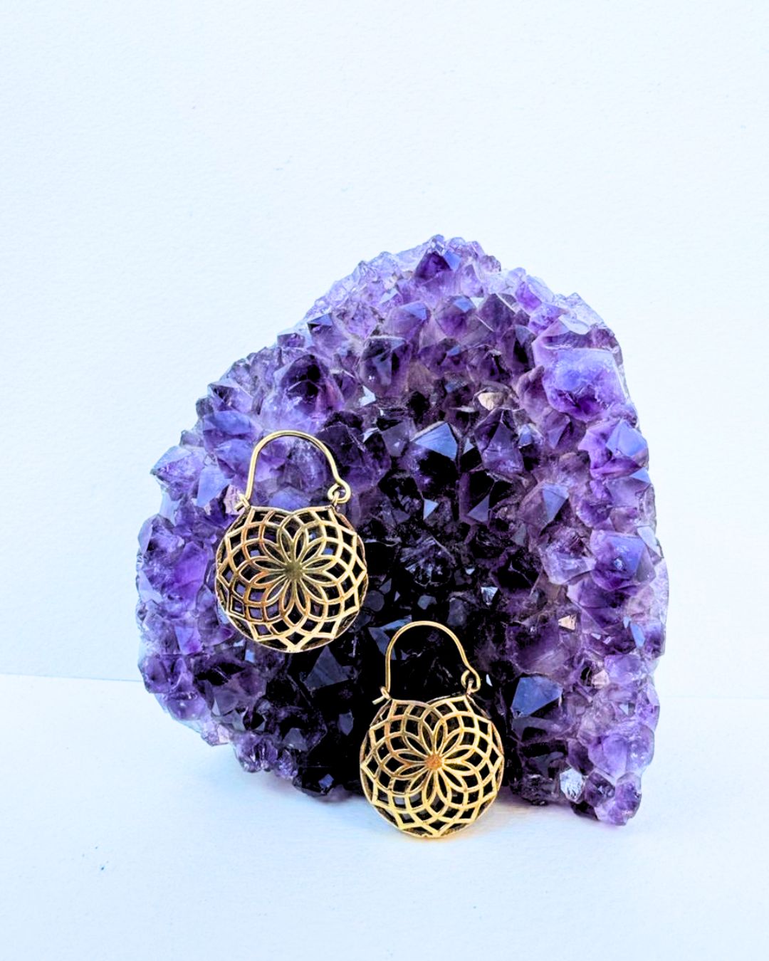 5/20 Pairs Mandala Floral Geometry Brass Earrings