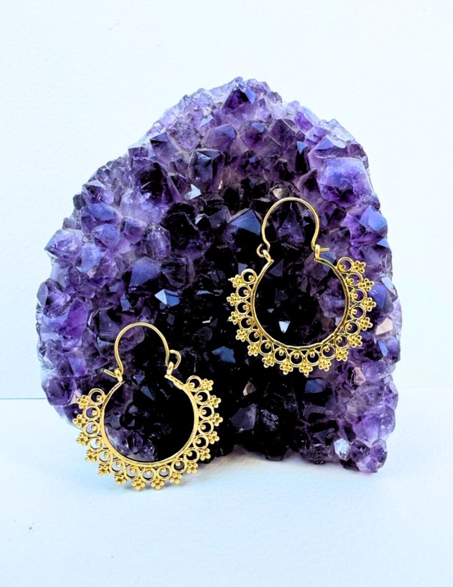 5/20 Pairs Scalloped Lotus Petal Hoop Brass Earrings