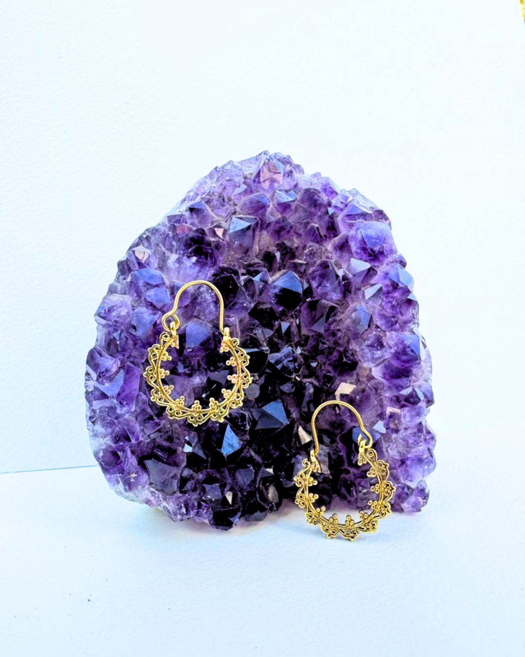 5/20 Pairs Boho Small Scroll Hoop Brass Earrings