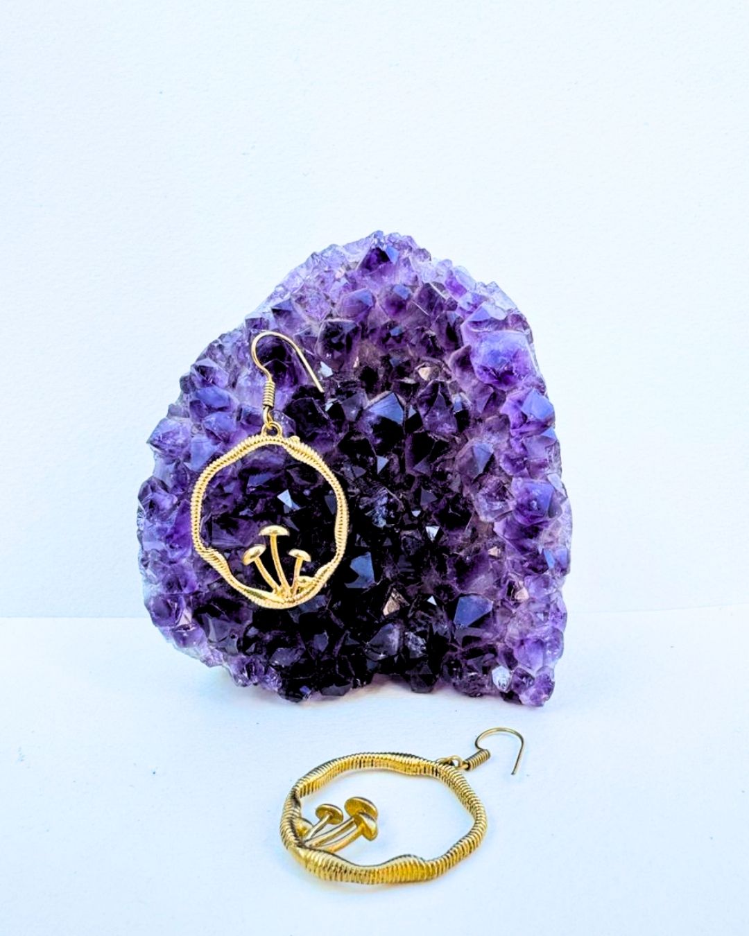 5/20 Pairs Minimal Mushroom Hoop Brass Earrings